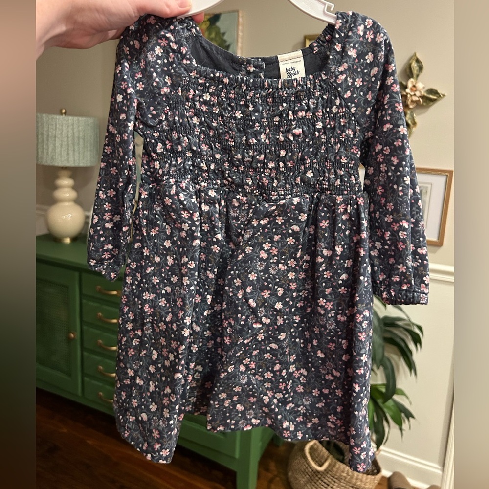 OshKosh B'gosh Navy Floral Long Sleeve Dress smocked